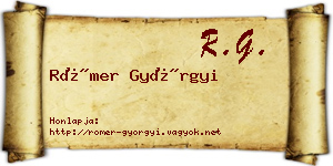 Römer Györgyi névjegykártya