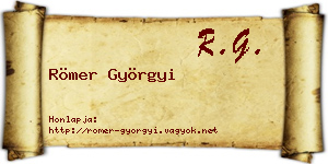 Römer Györgyi névjegykártya
